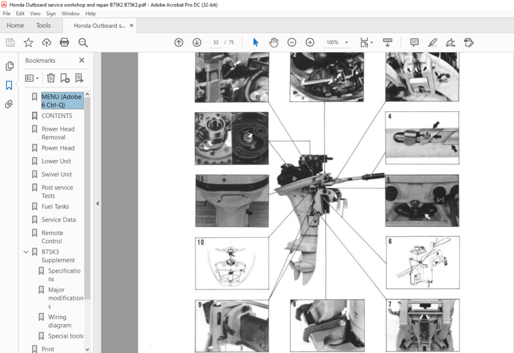 Honda Outboard Motors B75K2 B75K3 Service Repair Manual - PDF DOWNLOAD ...