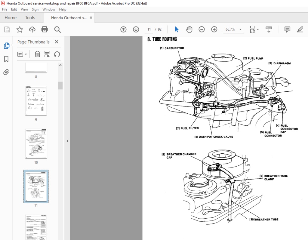 Honda Outboard Motors BF50 BF5A Service Repair Manual 66ZV101 - PDF ...