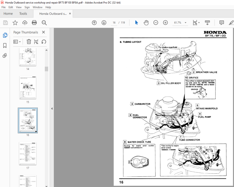 Honda Outboard Motors BF75 & BF100 Service Repair Manual 6688122 - PDF ...
