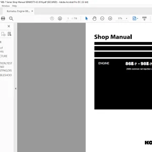 Komatsu 86E-7 - 98E-7 Series Engine (With common rail injection system) Shop Manual SEN06575-02 - PDF DOWNLOAD