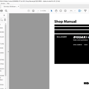 Komatsu D155AXi-8 Bulldozer Shop Manual SEN06582-07 - PDF DOWNLOAD