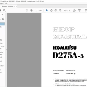 Komatsu D275A-5 Bulldozer Shop Manual SEBM026312 - PDF DOWNLOAD