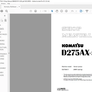 Komatsu D275AX-5 Bulldozer Shop Manual SEBM025515 - PDF DOWNLOAD