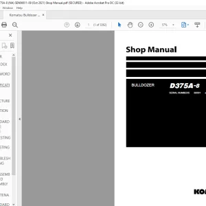 Komatsu D375A-8 Bulldozer Shop Manual SEN06611-09 - PDF DOWNLOAD