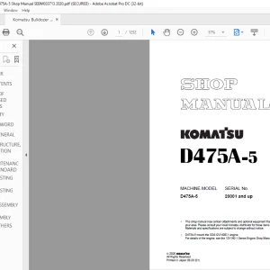 Komatsu D475A-5 Bulldozer Shop Manual SEBM033713 - PDF DOWNLOAD