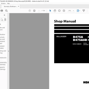 Komatsu D475A-5E0 D475ASD-5E0 Shop Manual SEN00203-29 - PDF DOWNLOAD