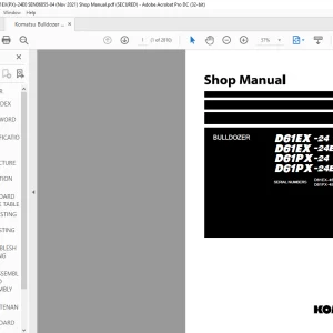 Komatsu D61EX -24 D61EX -24E0 D61PX-24 D61PX-24E0 Bulldozer Shop Manual SEN06855-04 - PDF DOWNLOAD