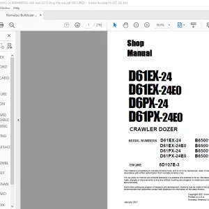Komatsu D61EX-24 D61EX-24E0 D6PX-24 D61PX-24E0 Crawler Dozer Shop Manual KEBM685502 - PDF DOWNLOAD