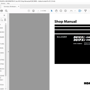Komatsu D61EXi-24E0 D61PXi-24E0 Bulldozer Shop Manual SEN06798-01 - PDF DOWNLOAD