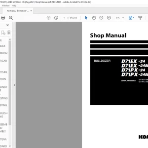 Komatsu D71EX -24 D71EX -24E0 D71PX-24 D71PX-24E0 Bulldozer Shop Manual SEN06841-06 - PDF DOWNLOAD