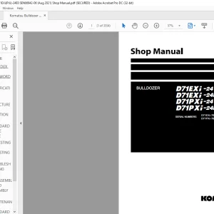 Komatsu D71EXi -24 D71EXi -24E0 D71PXi-24 D71PXi-24E0 Bulldozer Shop Manual SEN06842-06 - PDF DOWNLOAD