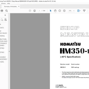 Komatsu Dump Truck HM350-1 Shop Manual SEBM030305 - PDF DOWNLOAD