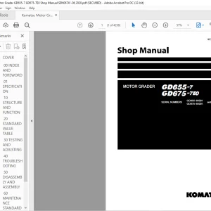 Komatsu GD655-7 GD675-7E0 Motor Grader Shop Manual SEN06741-06 - PDF DOWNLOAD