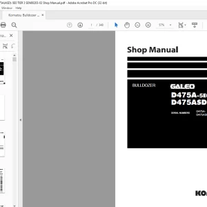 Komatsu Galeo D475A-5E0 D475ASD-5E0 Bulldozer Shop Manual SEN00203-02 - PDF DOWNLOAD