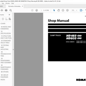 Komatsu HD465-8E0 HD605-8E0 Articulated Dump Truck Shop Manual SEN06768-05 - PDF DOWNLOAD