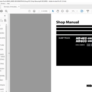 Komatsu HD465-8E0 HD605-8E0 Articulated Dump Truck Shop Manual SEN06768-06 - PDF DOWNLOAD