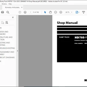 Komatsu HD785-7 Dump Truck Drowsiness Detection System (DDS) Shop Manual SEN06857-04 - PDF DOWNLOAD