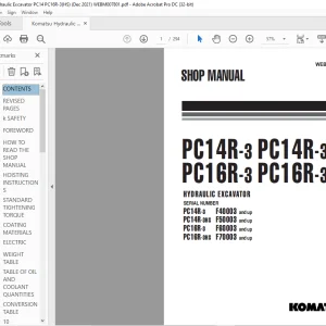 Komatsu PC14R-3 PC14R-3HS PC16R-3 PC16R-3HS Hydraulic Excavator Shop Manual WEBM007801 - PDF DOWNLOAD