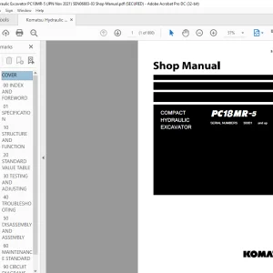 Komatsu PC18MR-5 Compact Hydraulic Excavator Shop Manual SEN06803-03 - PDF DOWNLOAD