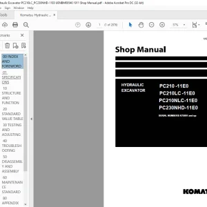 Komatsu PC210-11E0 PC210LC-11E0 PC210NLC-11E0 PC230NHD-11E0 Hydraulic Excavator Shop Manual UENBM00540 - PDF DOWNLOAD