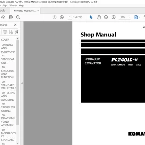 Komatsu PC240LC-11 Hydraulic Excavator Shop Manual SEN06696-03 - PDF DOWNLOAD