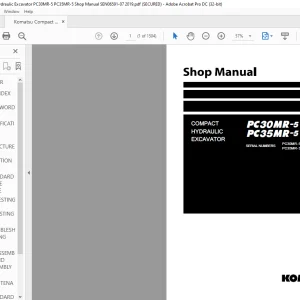 Komatsu PC30MR-5 PC35MR-5 Compact Hydraulic Excavator Shop Manual SEN06591-07 - PDF DOWNLOAD