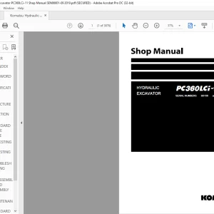 Komatsu PC360LCi-11 Hydraulic Excavator Shop Manual SEN06601-09 - PDF DOWNLOAD