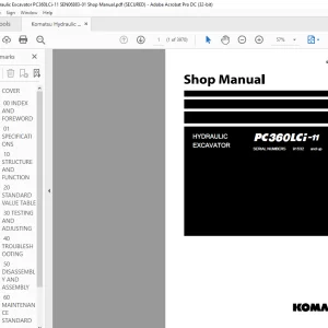 Komatsu PC360LCi-11 Hydraulic Excavator Shop Manual SEN06883-01 - PDF DOWNLOAD