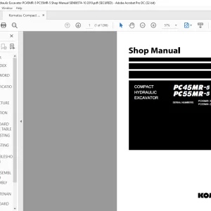 Komatsu PC45MR-5 PC55MR-5 Compact Hydraulic Excavator Shop Manual SEN06574-10 - PDF DOWNLOAD