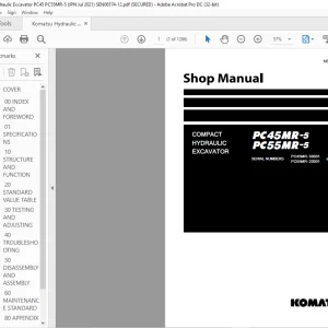 Komatsu PC45MR-5 PC55MR-5 Compact Hydraulic Excavator Shop Manual SEN06574-12 - PDF DOWNLOAD
