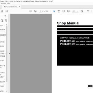 Komatsu PC45MR-5E0 PC55MR-5E0 Compact Hydraulic Excavator Shop Manual WENBM00230 - PDF DOWNLOAD