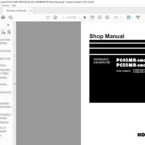 Komatsu PC45MR-5M0 PC55MR-5M0 Hydraulic Excavator Shop Manual WENBM00100 - PDF DOWNLOAD