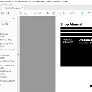 Komatsu PC490LC-11 Hydraulic Excavator Shop Manual SEN06738-00 - PDF DOWNLOAD