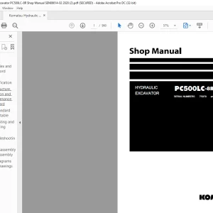 Komatsu PC500LC-8R Hydraulic Excavator Shop Manual SEN06614-01 - PDF DOWNLOAD