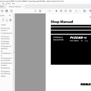 Komatsu PC88MR-10 Hydraulic Excavator Shop Manual SEN06467-10 - PDF DOWNLOAD