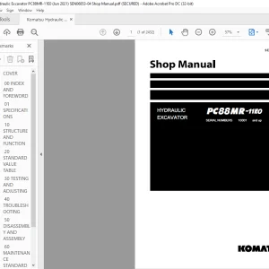 Komatsu PC88MR-11 Compact Hydraulic Excavator Shop Manual SEN06843-04 - PDF DOWNLOAD