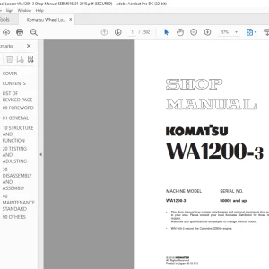 Komatsu WA1200-3 Wheel Loader Shop Manual SEBM018231 - PDF DOWNLOAD
