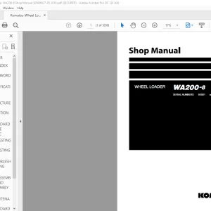 Komatsu WA200-8 Wheel Loader Shop Manual SEN06627-05 - PDF DOWNLOAD