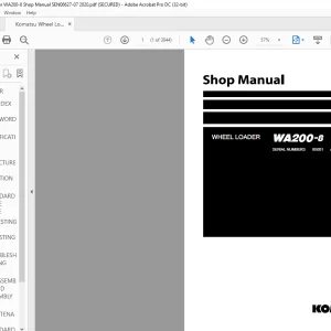 Komatsu WA200-8 Wheel Loader Shop Manual SEN06627-07 - PDF DOWNLOAD