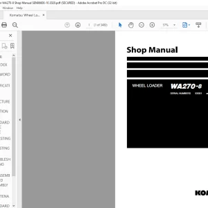 Komatsu WA270-8 Wheel Loader Shop Manual SEN06600-10 - PDF DOWNLOAD