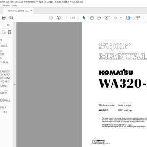 Komatsu WA320-5 Wheel Loader Shop Manual SEBM034610 - PDF DOWNLOAD