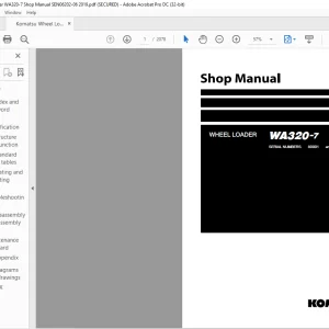 Komatsu WA320-7 Wheel Loader Shop Manual SEN06202-06 - PDF DOWNLOAD