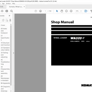Komatsu WA320-7 Wheel Loader Shop Manual SEN06202-08 - PDF DOWNLOAD