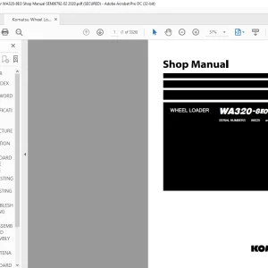 Komatsu WA320-8E0 Wheel Loader Shop Manual SEN06792-02 - PDF DOWNLOAD