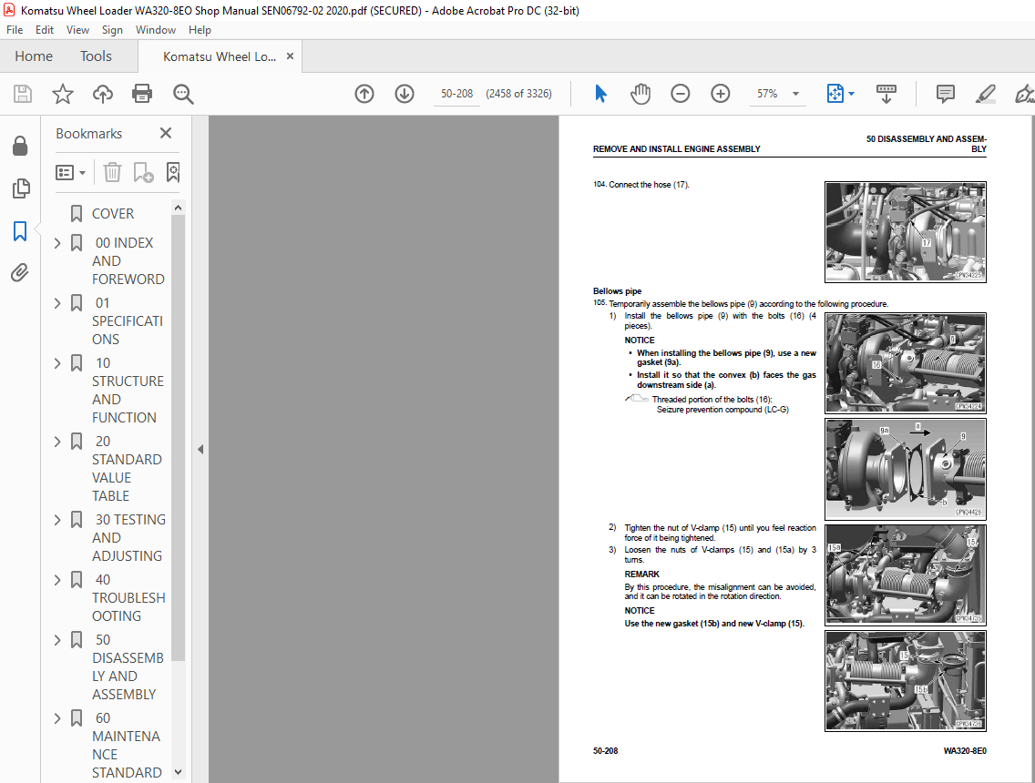 Komatsu WA320-8E0 Wheel Loader Shop Manual SEN06792-02 - PDF DOWNLOAD ...