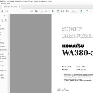 Komatsu WA380-5 Wheel Loader Shop Manual SEBM024713 - PDF DOWNLOAD