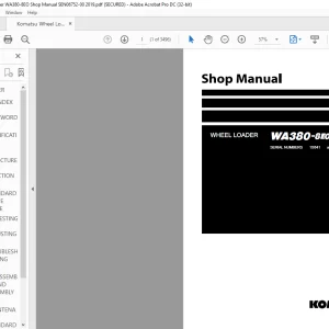 Komatsu WA380-8E0 Wheel Loader Shop Manual SEN06752-00 - PDF DOWNLOAD