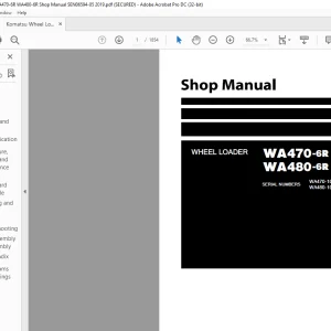 Komatsu WA470-6R WA480-6R Wheel Loader Shop Manual SEN06594-05 - PDF DOWNLOAD