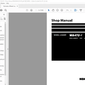 Komatsu WA470-7 Wheel Loader Shop Manual SEN06006-09 - PDF DOWNLOAD