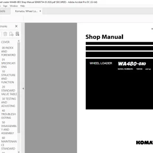 Komatsu WA480-8E0 Wheel Loader Shop Manual SEN06754-03 - PDF DOWNLOAD